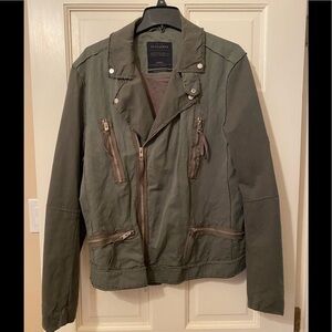 All Saints Olive Cotton Biker Jacket RN128793